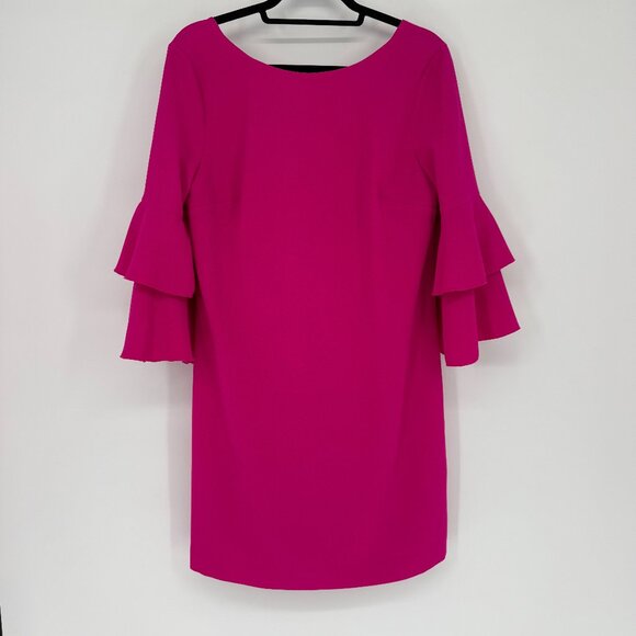 NWT Trina Turk Leona Fuchsia Pink Tiered‎ Ruffle Sleeve Dress Size 6 - Picture 1 of 14